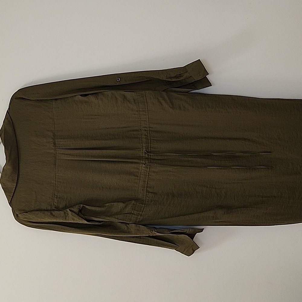 Anthropolie Mauve Drawstring Midi Shirtdress Oluve Green Sz 00 - Picture 11 of 16
